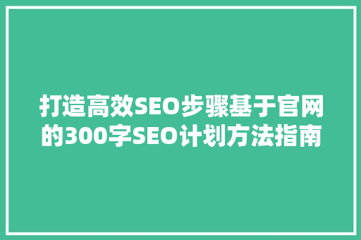 打造高效SEO步骤基于官网的300字SEO计划方法指南