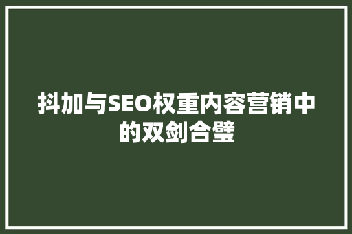 抖加与SEO权重内容营销中的双剑合璧