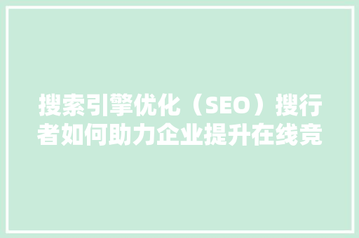 搜索引擎优化（SEO）搜行者如何助力企业提升在线竞争力