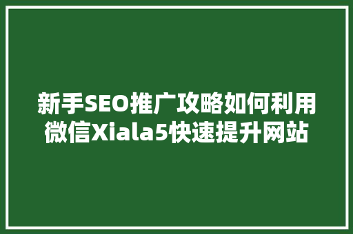 新手SEO推广攻略如何利用微信Xiala5快速提升网站排名