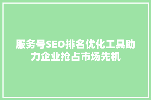 服务号SEO排名优化工具助力企业抢占市场先机