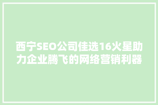 西宁SEO公司佳选16火星助力企业腾飞的网络营销利器