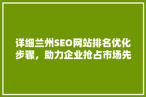 详细兰州SEO网站排名优化步骤，助力企业抢占市场先机