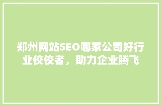 郑州网站SEO哪家公司好行业佼佼者，助力企业腾飞