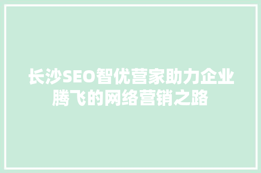 长沙SEO智优营家助力企业腾飞的网络营销之路