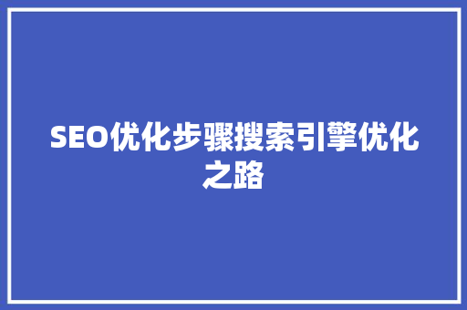SEO优化步骤搜索引擎优化之路
