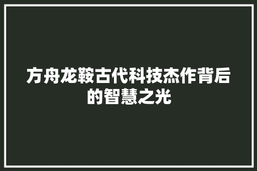 方舟龙鞍古代科技杰作背后的智慧之光