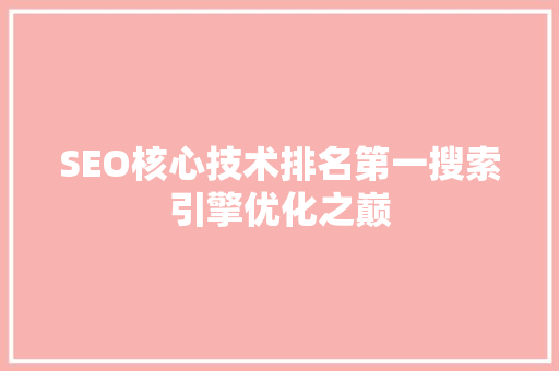 SEO核心技术排名第一搜索引擎优化之巅