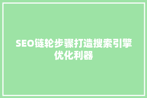 SEO链轮步骤打造搜索引擎优化利器