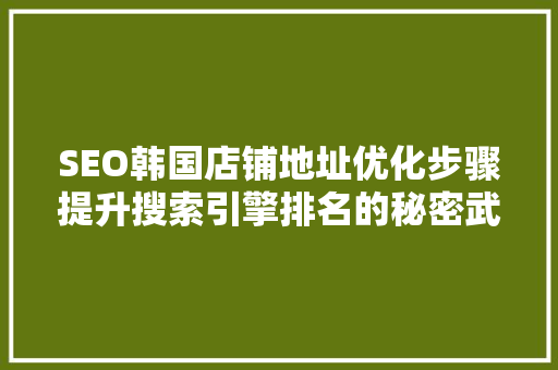 SEO韩国店铺地址优化步骤提升搜索引擎排名的秘密武器