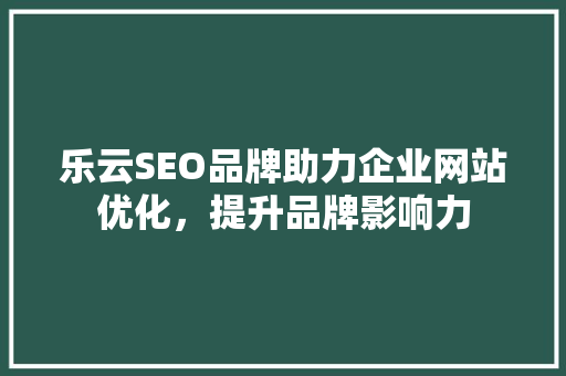 乐云SEO品牌助力企业网站优化，提升品牌影响力