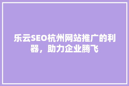乐云SEO杭州网站推广的利器，助力企业腾飞