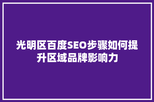 光明区百度SEO步骤如何提升区域品牌影响力  第1张
