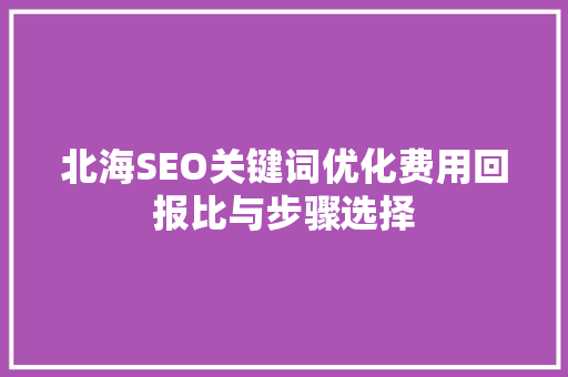 北海SEO关键词优化费用回报比与步骤选择