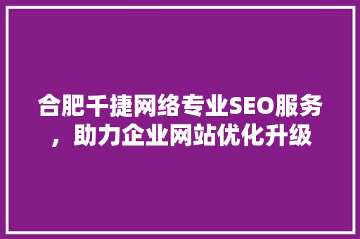 合肥千捷网络专业SEO服务，助力企业网站优化升级