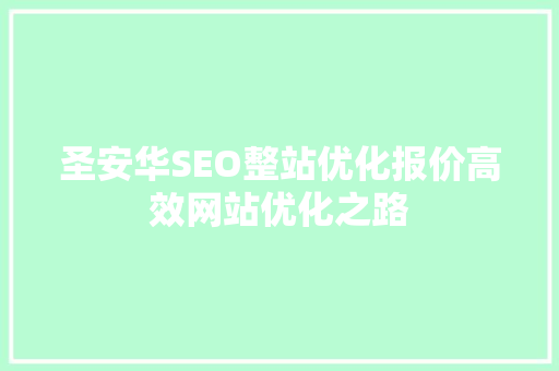 圣安华SEO整站优化报价高效网站优化之路