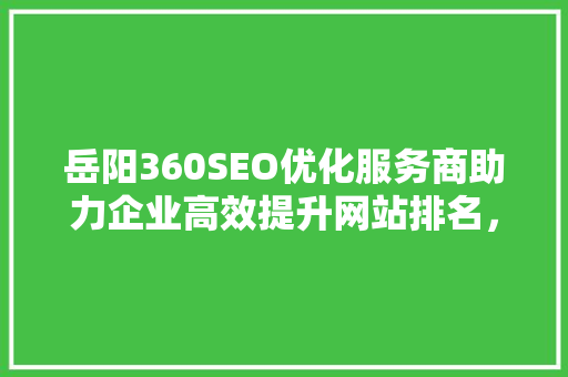岳阳360SEO优化服务商助力企业高效提升网站排名，实现网络营销新突破