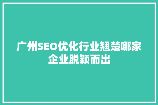 广州SEO优化行业翘楚哪家企业脱颖而出