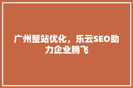 广州整站优化，乐云SEO助力企业腾飞