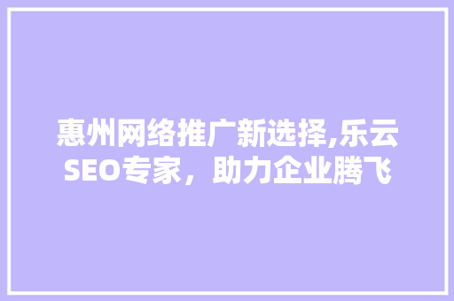惠州网络推广新选择,乐云SEO专家，助力企业腾飞