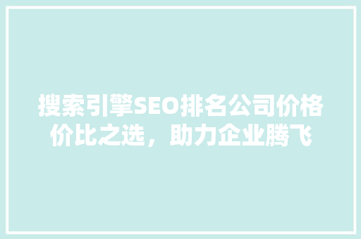 搜索引擎SEO排名公司价格价比之选，助力企业腾飞