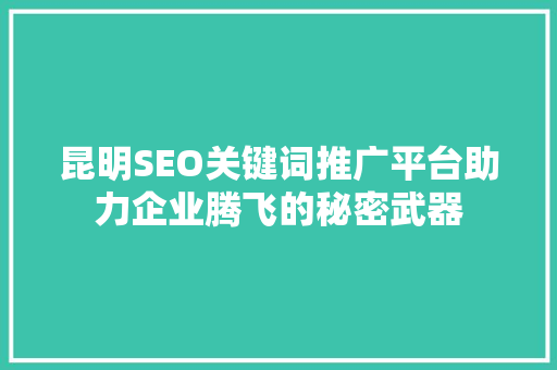 昆明SEO关键词推广平台助力企业腾飞的秘密武器