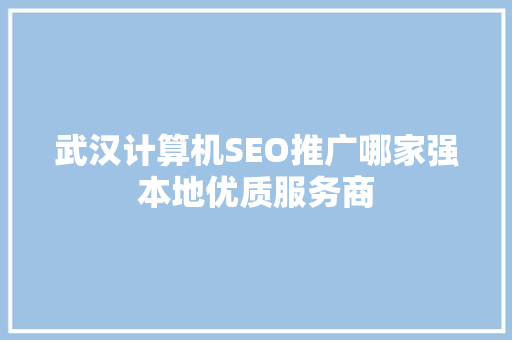 武汉计算机SEO推广哪家强本地优质服务商