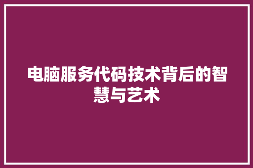 电脑服务代码技术背后的智慧与艺术