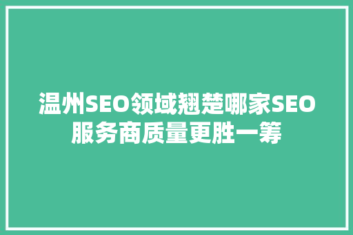 温州SEO领域翘楚哪家SEO服务商质量更胜一筹  第1张