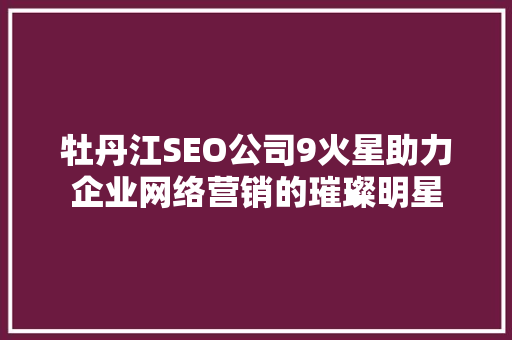 牡丹江SEO公司9火星助力企业网络营销的璀璨明星