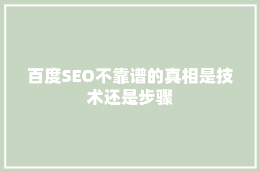 百度SEO不靠谱的真相是技术还是步骤