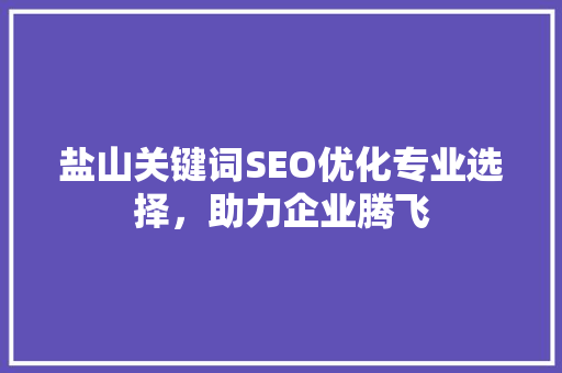 盐山关键词SEO优化专业选择，助力企业腾飞