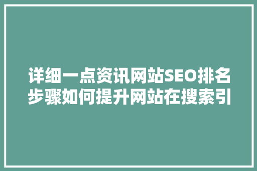 详细一点资讯网站SEO排名步骤如何提升网站在搜索引擎中的排名