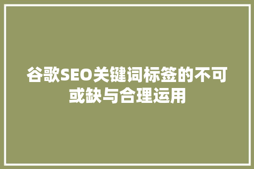 谷歌SEO关键词标签的不可或缺与合理运用