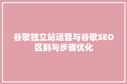 谷歌独立站运营与谷歌SEO区别与步骤优化