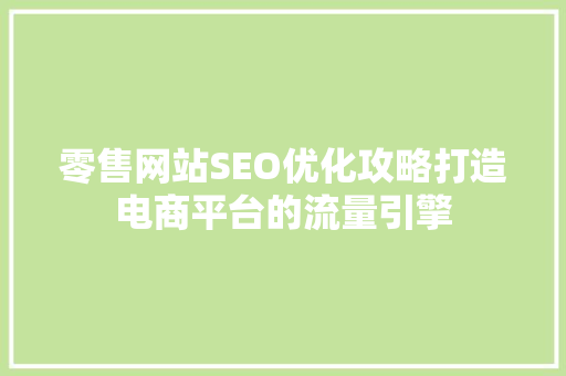 零售网站SEO优化攻略打造电商平台的流量引擎