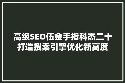 高级SEO伍金手指科杰二十打造搜索引擎优化新高度  第1张