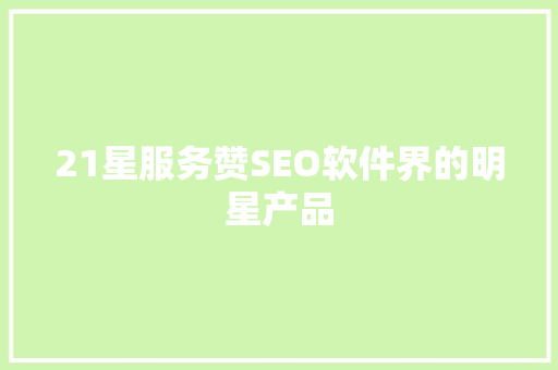 21星服务赞SEO软件界的明星产品