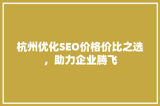 杭州优化SEO价格价比之选，助力企业腾飞