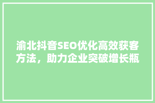 渝北抖音SEO优化高效获客方法，助力企业突破增长瓶颈