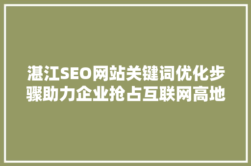 湛江SEO网站关键词优化步骤助力企业抢占互联网高地