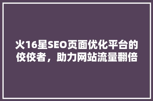 火16星SEO页面优化平台的佼佼者，助力网站流量翻倍