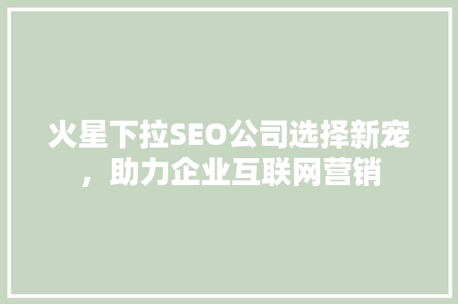 火星下拉SEO公司选择新宠，助力企业互联网营销