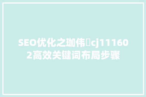 SEO优化之珈伟杺cj111602高效关键词布局步骤