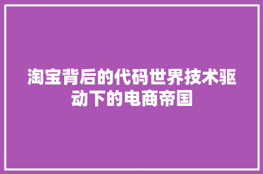 淘宝背后的代码世界技术驱动下的电商帝国