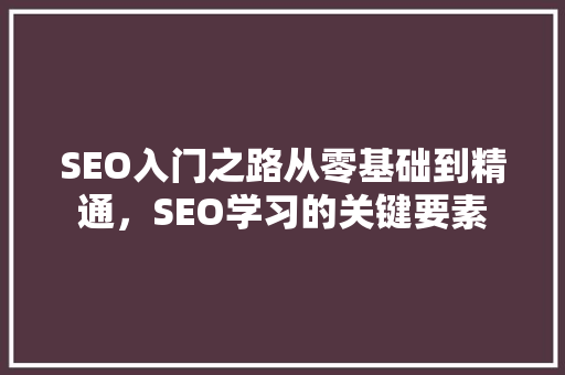 SEO入门之路从零基础到精通，SEO学习的关键要素