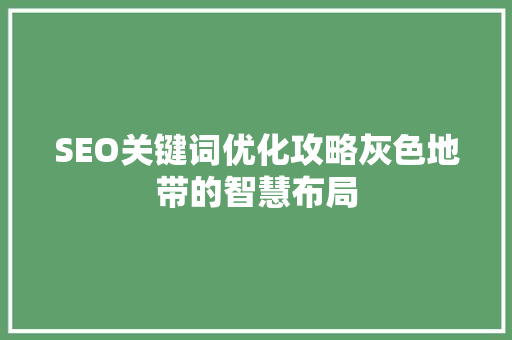 SEO关键词优化攻略灰色地带的智慧布局