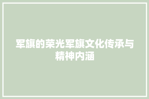 军旗的荣光军旗文化传承与精神内涵