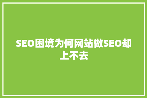 SEO困境为何网站做SEO却上不去
