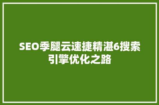 SEO季腿云速捷精湛6搜索引擎优化之路